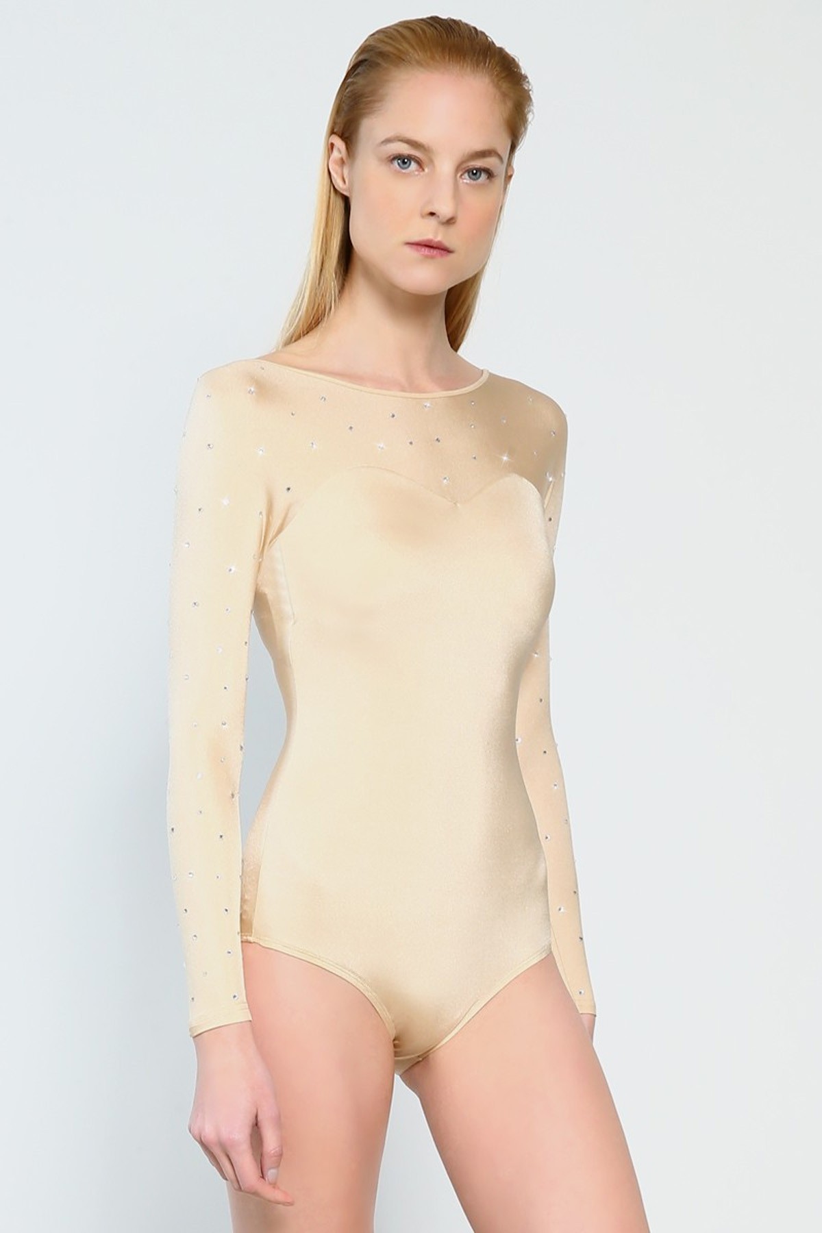 XAMAS PREMIUM STAGE XAMAS Princess Leotard with High Quality Rhinestones - Light Nude