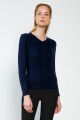 Ladies V-neck Knitted Top 100% Cotton