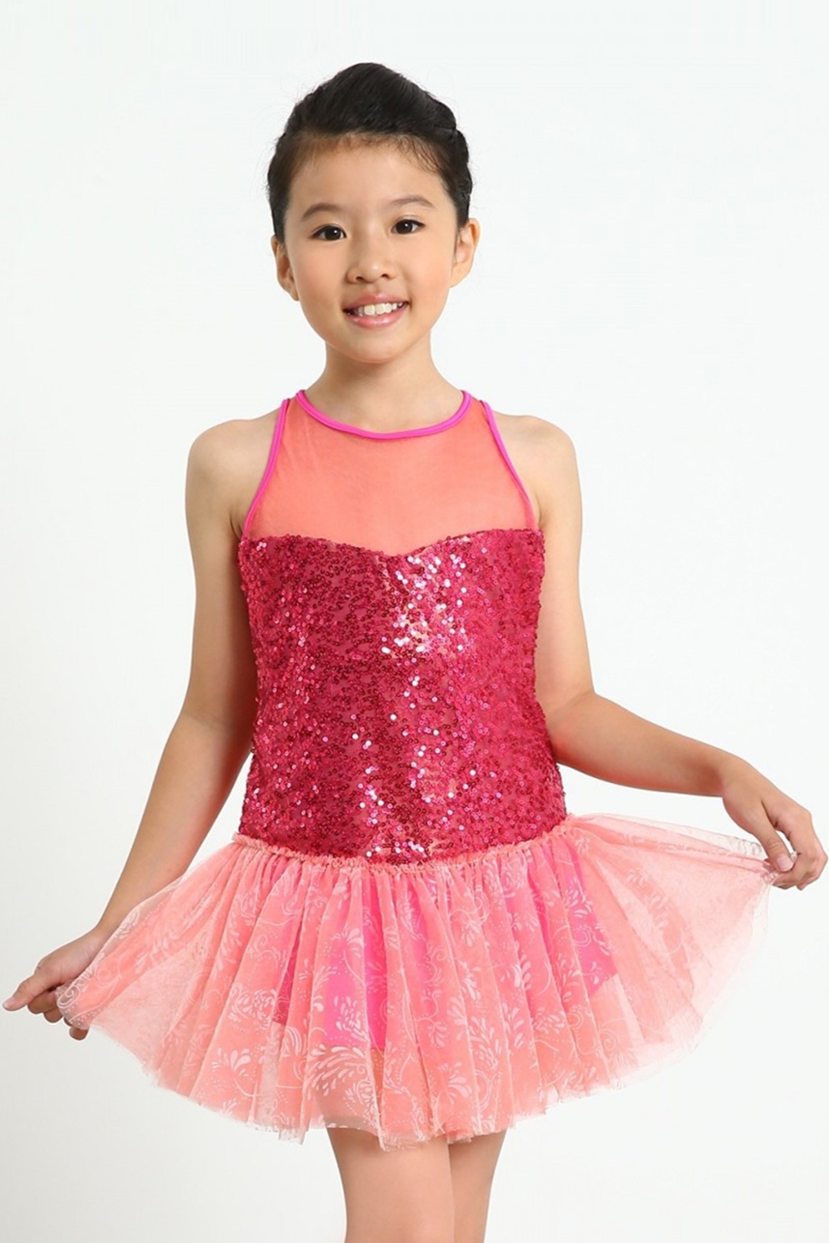 Glittering candy princess sleeveless figure skating dress