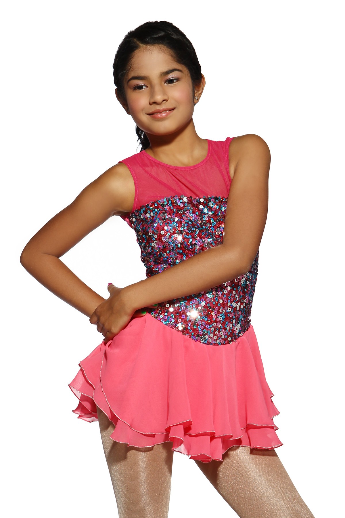 Trendy Pro Shooting Star Figure Skating Dress - Fuchsia