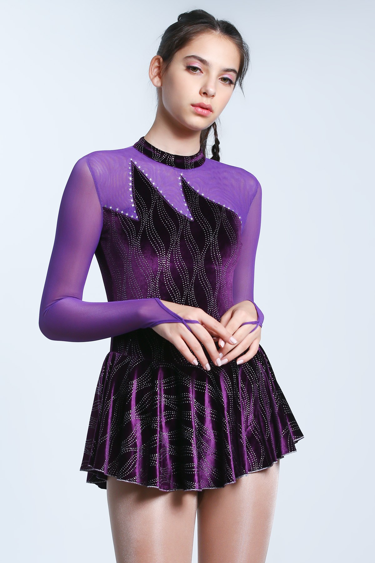 Trendy Pro Song Of Flames Figure Skating Dress - Purple