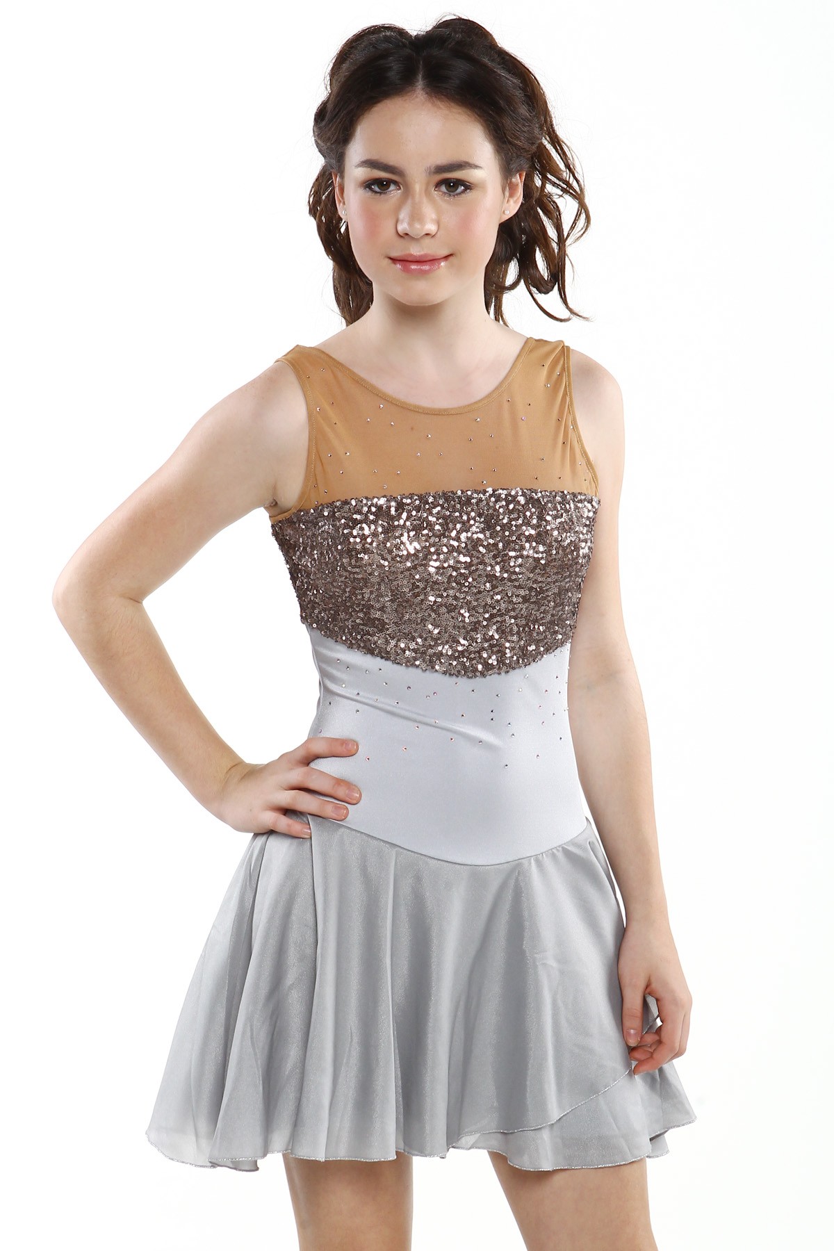 Trendy Pro Evguenia Figure Skating Dress - Silver