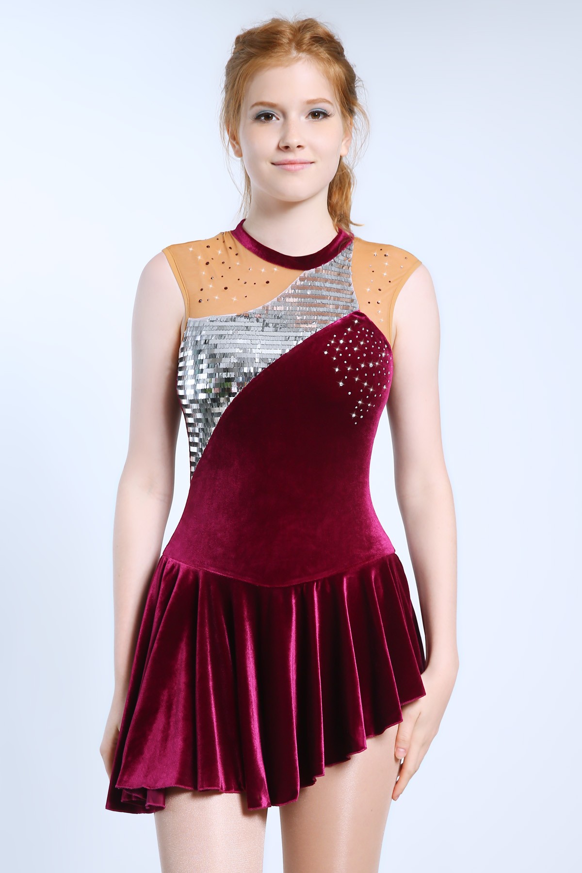 Trendy Pro Chiara Figure Skating Dress - Burgundy