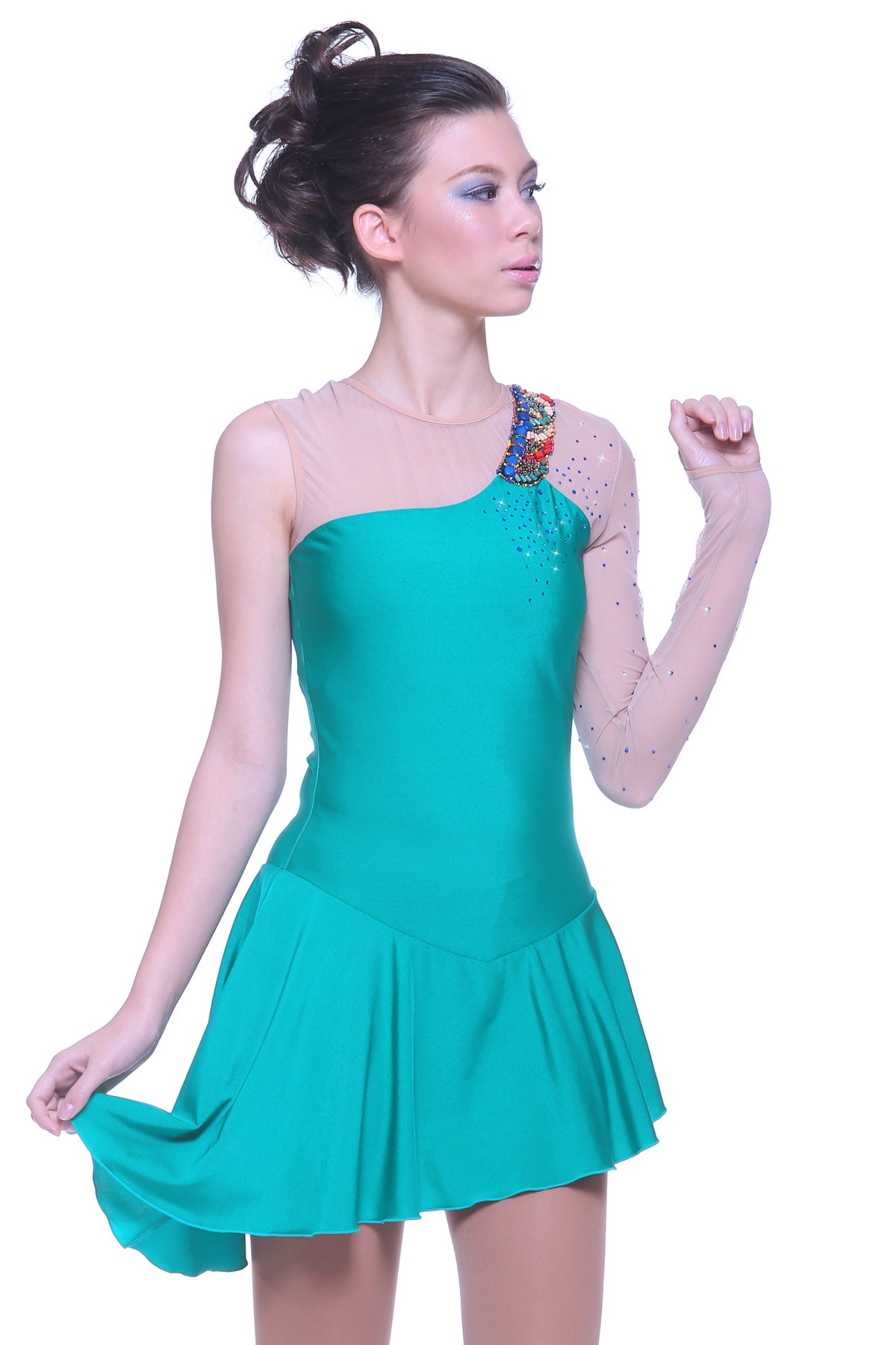 Trendy Pro Helen Figure Skating Dress - Turquoise Glitter