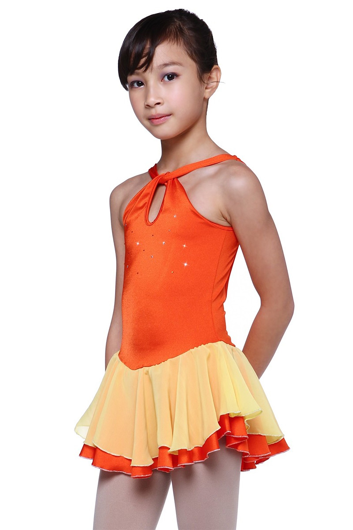 Classic Clara Figure Skating Dress - Dark Orange