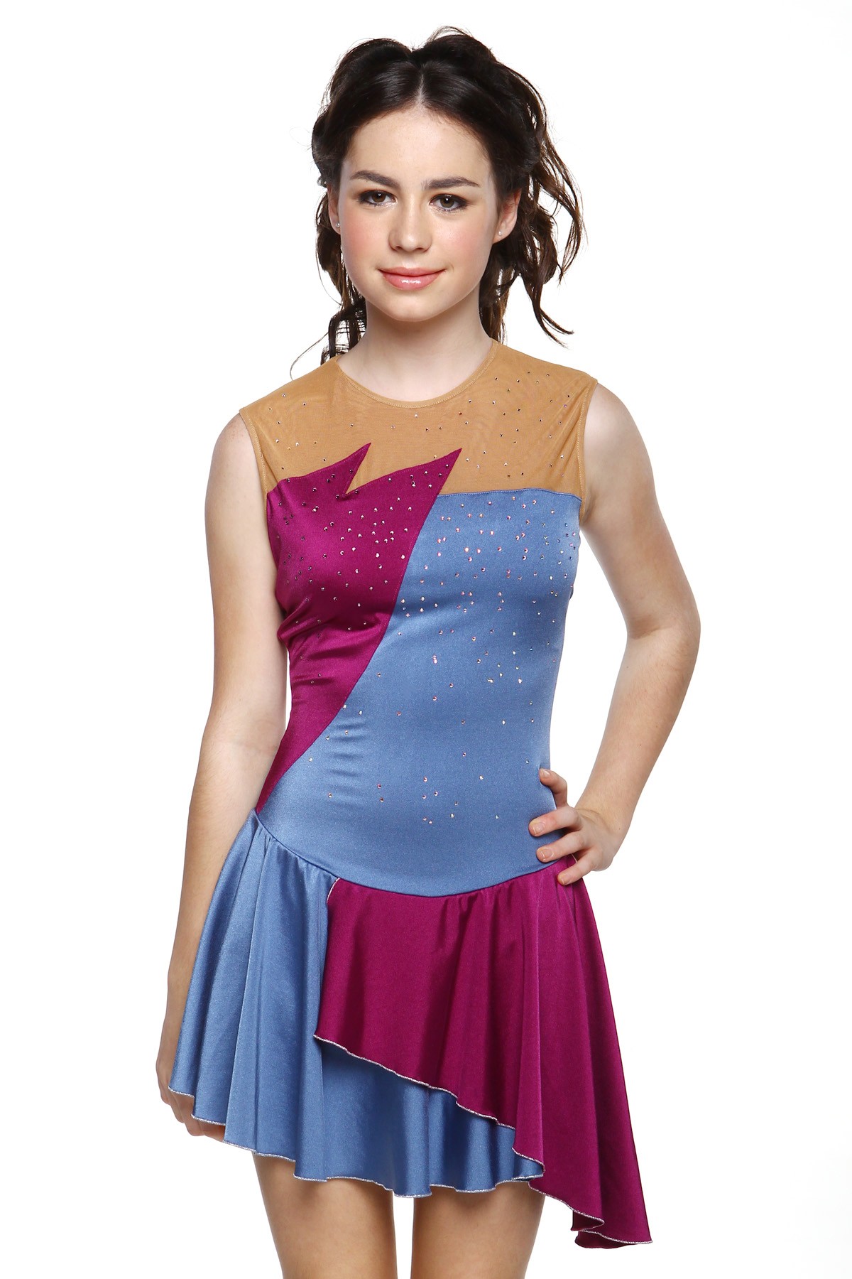 Trendy Pro Stormy Figure Skating Dress - Dye Blue