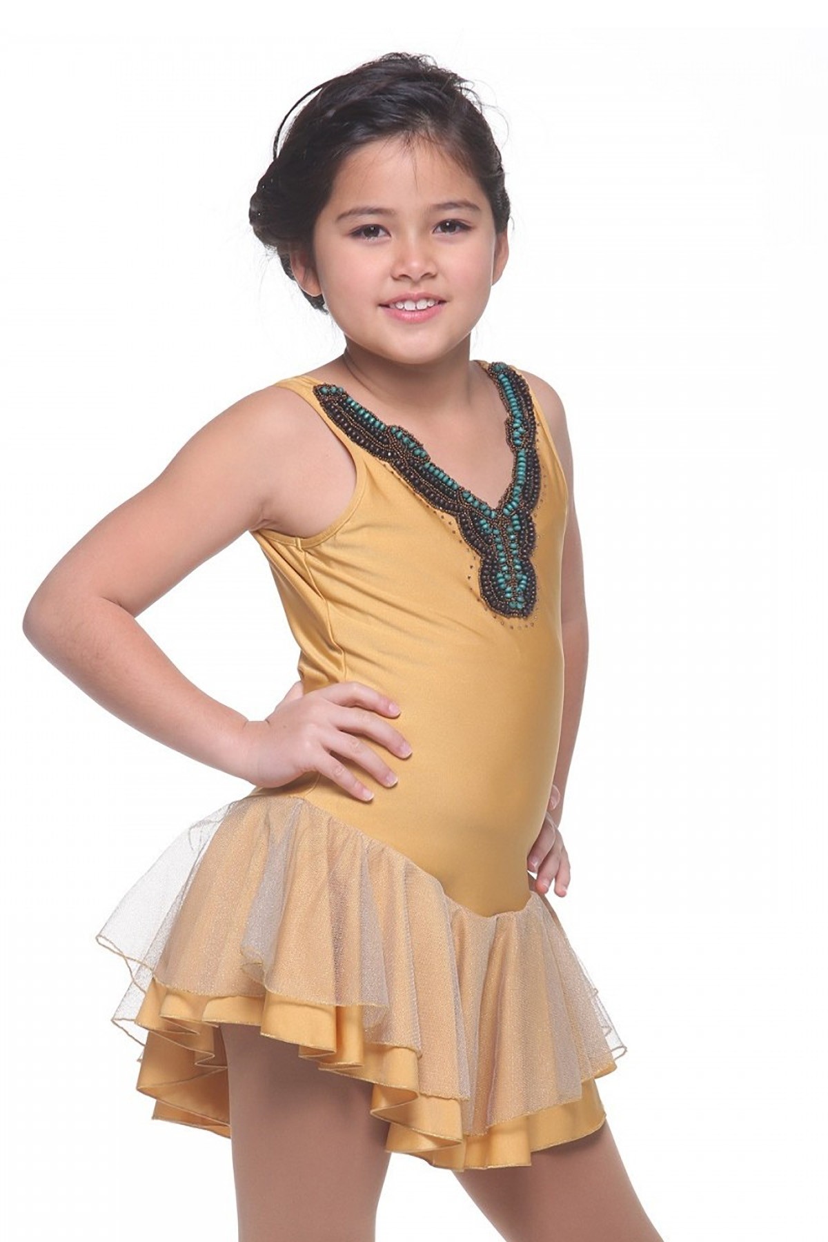 Trendy Pro Alani Figure Skating Dress - Gold