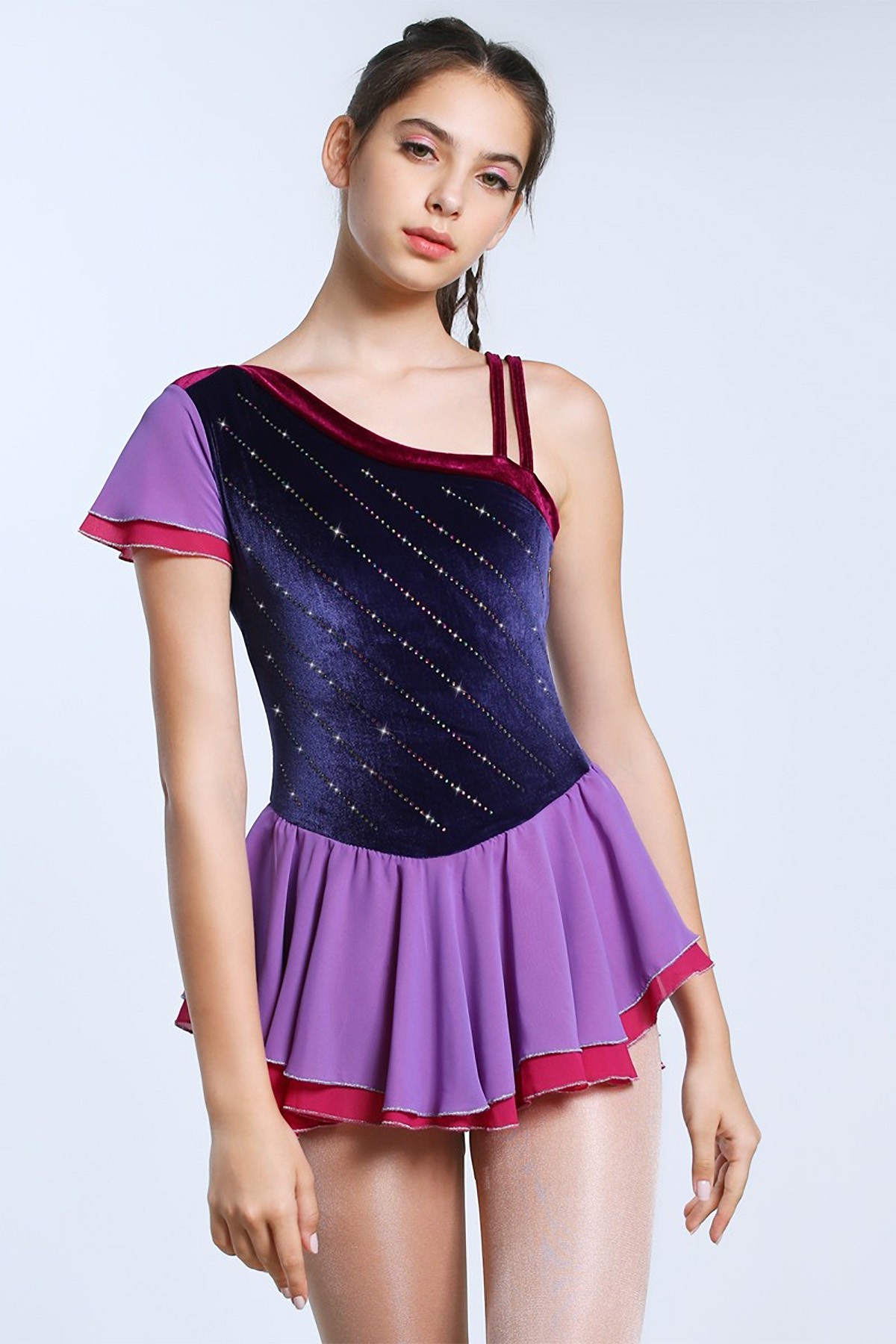 Trendy Pro Alethea Figure Skating Dress - Dark Purple