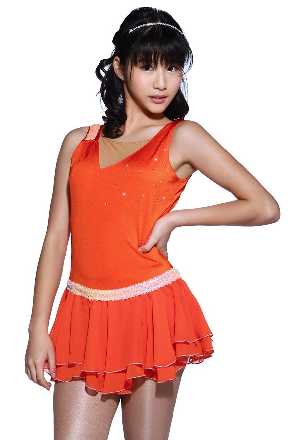 Classic Carolina Figure Skating Dress - Dark Orange