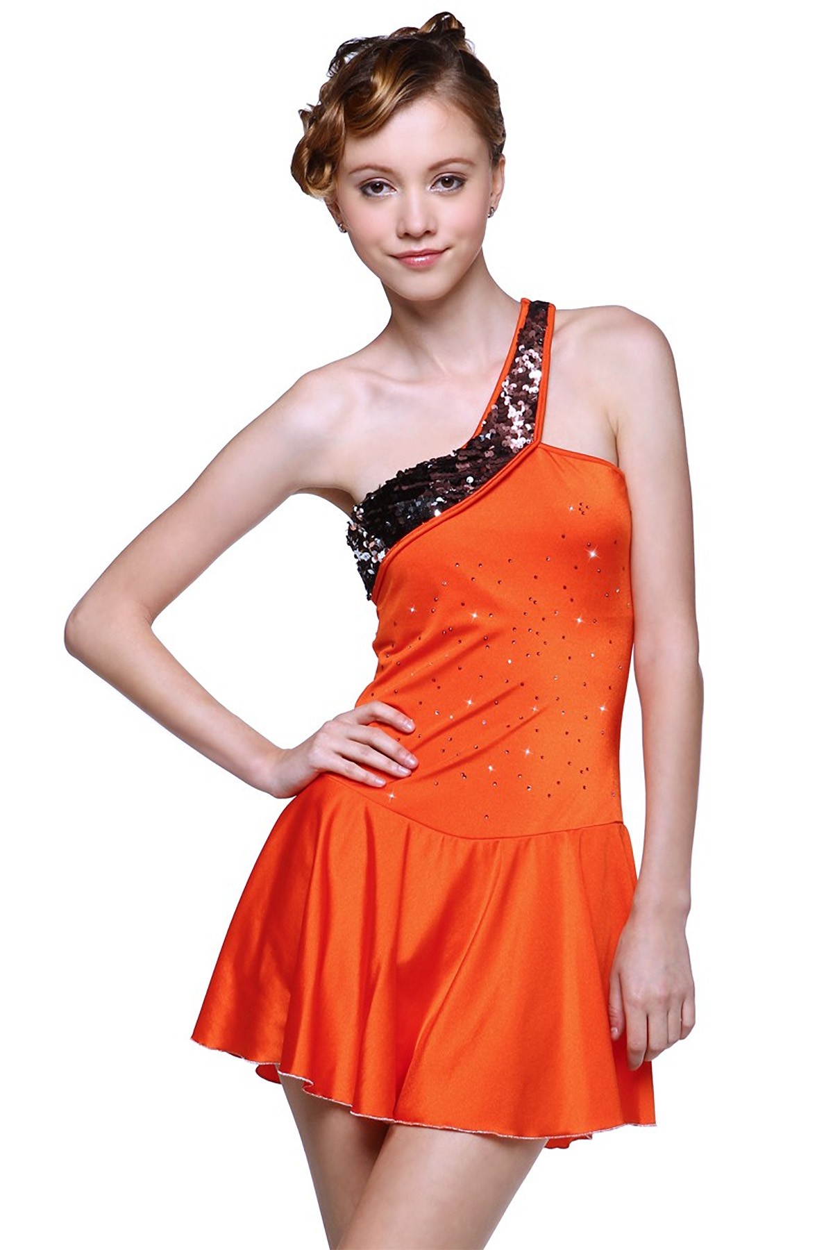 Classic Beatrix Figure Skating Dress - Dark Orange