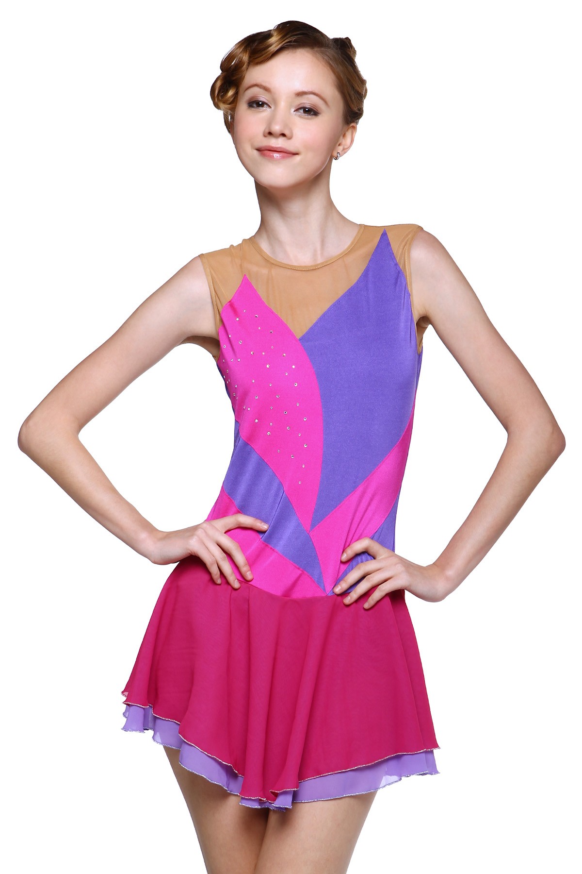 Trendy Pro Colombine Figure Skating Dress - Fuchsia